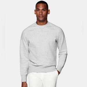 SUITSUPPLY Sweatshirt Men's LARGE Melange Raglan Sleeves Crew Neck